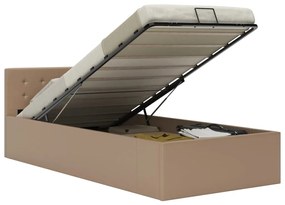 vidaXL Cadru pat hidraulic cu ladă cappuccino 90x200cm piele ecologică