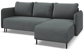 Colțar gri închis extensibil/cu spațiu de depozitare (cu colț pe partea dreaptă) Luana – Makamii