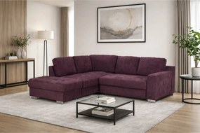Coltar extensibil modern living ROCA, sezlong stanga, stofa catifelata