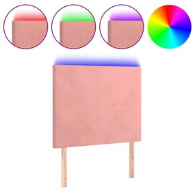 vidaXL Tăblie de pat cu LED, roz, 90x5x118/128 cm, catifea
