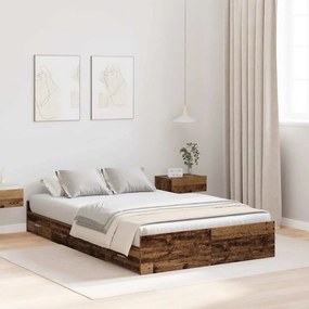 vidaXL Cadru de pat cu depozitare Lemn vechi 120 x 200 cm Lemn