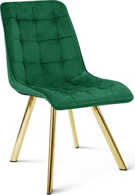 Scaun de masa CIEZA VELVET cu picioare aurii, verde
