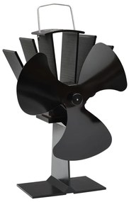 51240 vidaXL Ventilator de sobă cu alimentare termică, 3 palete, negru