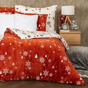 Lenjerie de pat micro-flanelă 4Home Happy winter, 160 x 200 cm, 70 x 80 cm