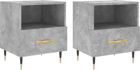 vidaXL Noptiere, 2 buc., gri beton, 40x35x47,5 cm, lemn compozit