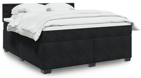 vidaXL Pat box spring cu saltea, negru, 180x200 cm, catifea