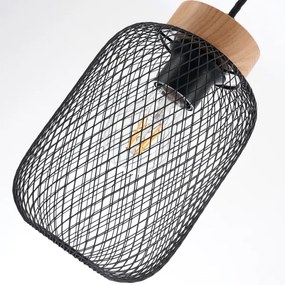Brilagi - Pendul pe cablu BASKLITE 3xE27/15W/230V lemn de cauciuc/negru
