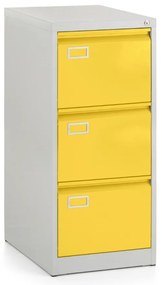 Dosar metalic A4 - 3 sertare, 45,5 x 62 x 101,5 cm, incuietoare cilindrica, galben - ral 1023