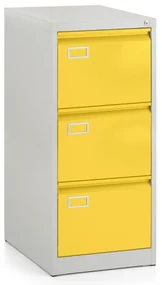 Dosar metalic A4 - 3 sertare, 45,5 x 62 x 101,5 cm, incuietoare cilindrica, galben - ral 1023