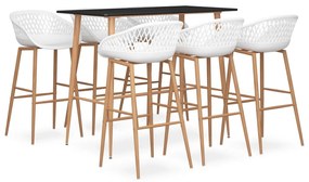 vidaXL Set mobilier de bar, 7 piese, negru și alb