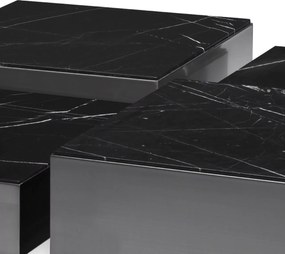 Set de 4 masute de cafea design LUX Esposito, bronz/ marmura neagra