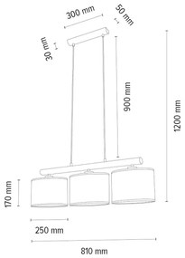 Spot-Light 1037400311537 - Lustră suspendată pe cablu MERCEDES 3xE27/40W/230V, stejar