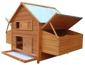 PawHut Coteț pentru Găini de Grădină din lemn de Brad, lemn verde, 160x98.5x107cm | Aosom Romania