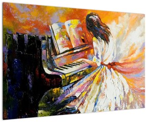 Tablou - Femeia cântând la pian (90x60 cm)