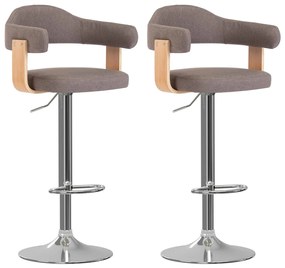 vidaXL Scaune de bar 2 buc. gri taupe lemn curbat și material textil
