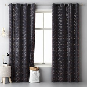 Draperii scandinave culoarea gri, cu model auriu 140 x 280 cm