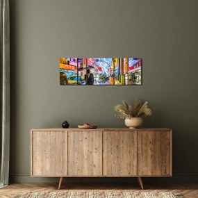 Tablou - Oraș în lumina neoanelor (cu ceas) (90x30 cm)