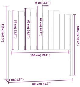 Tablie de pat, negru, 106x4x110 cm, lemn masiv de pin 1, Negru, 106 x 4 x 110 cm