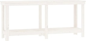 vidaXL Banc de lucru, alb, 180x50x80 cm, lemn masiv pin
