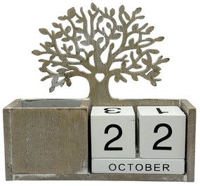 Calendar perpetuu TREE OF LIFE cu suport de pixuri, 15x15cm