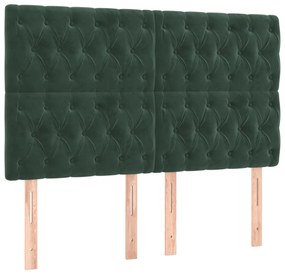 Tablii de pat, 4 buc, verde inchis, 80x7x78 88 cm, catifea 4, Verde inchis, 160 x 7 x 118 128 cm