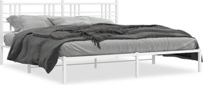 vidaXL Cadru de pat metalic cu tăblie, alb, 193x203 cm