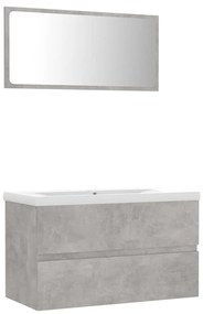 3071598 vidaXL Set mobilier de baie, gri beton, lemn prelucrat