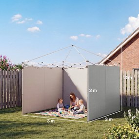 Outsunny Set de 3 piese panouri laterale cu fermoar pentru pavilion 3 x 3 m, gri deschis | Aosom Romania