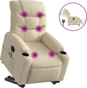 vidaXL Fotoliu electric de masaj rabatabil cu ridicare, crem, textil