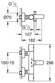 GROHE 34766000 - Baterie termostatică pentru cadă GROHTHERM 800 COSMOPOLITAN DN 15, crom