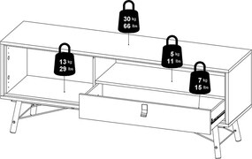 Comodă TV în culoare naturală cu aspect de lemn de stejar 150x60x40 cm Ry – Tvilum
