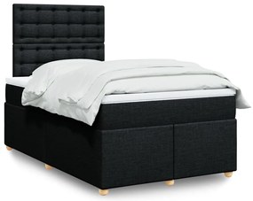vidaXL Pat box spring cu saltea, negru, 120x200 cm, textil