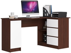 Masă PC de colț Bevin (wenge + alb) (D). 1069145