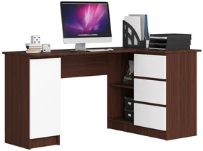 Masă PC de colț Bevin (wenge + alb) (D). 1069145