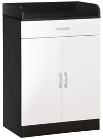 Dulap HOMCOM cu Sertar și Raft Ajustabil, Sistem Anti-Cădere, MDF, 60x40x90 cm, Alb Negru | Aosom Romania