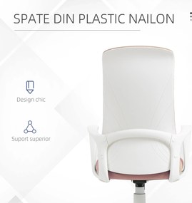 Vinsetto Scaun de birou ergonomic și căptușit, cu înălțime ajustabilă și balans, 62x56x110-119,5 cm, roz | Aosom Romania
