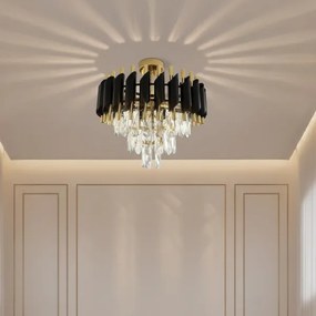 Plafonieră aplicată CRISTAL 5xE14/10W/230V, Ø 38 cm, negru/auriu