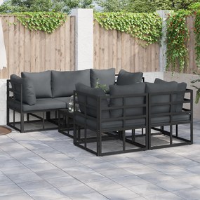 vidaXL Set de canapele pentru grădină 6 pcs Negru 70 x 70 x 32 cm