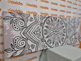 Tablou Mandala cu atingere antică în design alb-negru