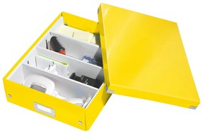 Cutie de depozitare galbenă din carton cu capac 28x37x10 cm Click&amp;Store – Leitz