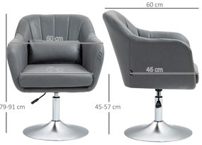 HOMCOM Fotoliu de salon perne lombare înălțime reglabilă rotativ 360° picior din metal gri inchis | Aosom Romania