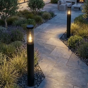 Lampă de stâlp modernă pentru exterior neagră 110 cm IP44 - Rox