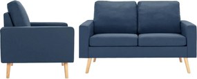 vidaXL Set de canapele, 2 piese, albastru, material textil