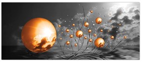 Tabloul bilelor portocalii abstarcte (120x50 cm)