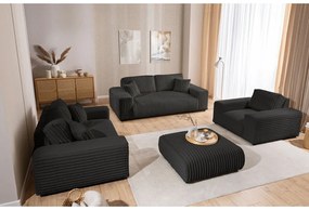 Canapea gri închis cu tapițerie din catifea reiată 178 cm Justin – Ropez