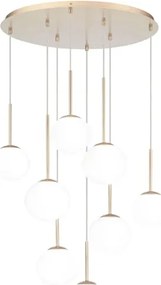 Ondaluce - Lustră suspendată pe cablu JEWEL 8xE14/10W/230V Ø 70 cm auriu/alb