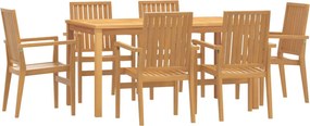 vidaXL Set mobilier de grădină, 7 piese, lemn masiv de tec