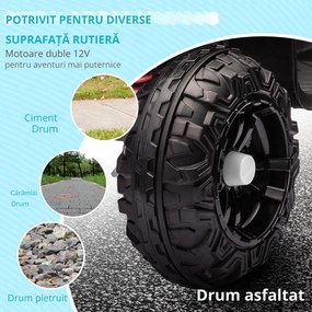 AIYAPLAY Quad electric pentru copii, lumină &amp; muzică, suspensie, 5 km/h, 50 Min. timp de rulare, pentru 3-5 ani, Alb | Aosom Romania
