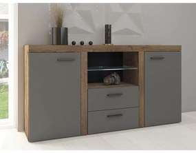 Comodă combinată Rokara (stejar lefkas + grafit) (iluminat LED). 1053865