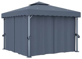 Pavilion cu perdele  siruri lumini LED, antracit, 3x3 m Antracit, 3 x 3 m